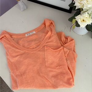 Free People Orange Short Sleeve Relaxed Tee